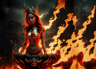 Devil woman with fire