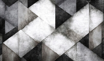  a black and white photo of a geometric design with a grungy effect.  generative ai