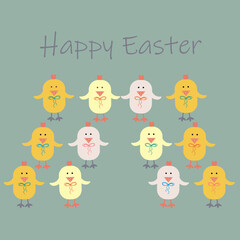 Pattern chickens with different position in pairs