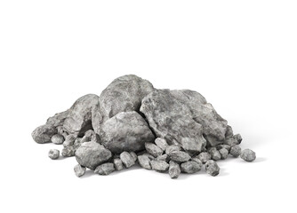 Pile of rocks on a white background. 3d illustration © vipman4