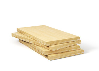 Wood panels for construction on a white background. 3d illustration