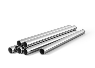 Metal pipes on a white background. 3d illustration