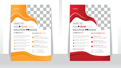 business solution flyer template with abstract shape and modern flyer brochure cover vector in A4 size Flyer Colorfuls concepts and design, perfect for creative professional business company. 
