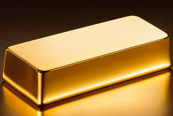 Gold bar with reflection of light, 3d rendering