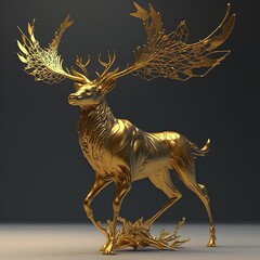 Golden deer figure. Generative AI.