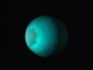 Fantastic exoplanet in space. Extrasolar planet with atmosphere, cosmos background.