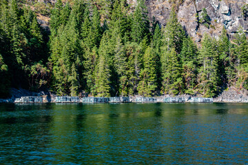 Naklejka premium Shrimp Farm on Strait of Georgia in Vancouver Island, British Columbia, Canada