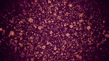 Purple background. Motion.Light glitter in the form of small flowers in the animation that diverges in different directions.
