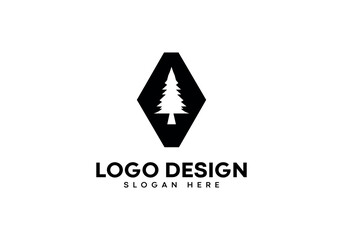 Obraz premium AV letter with pine tree logo design on luxury background. AV monogram initials letter logo concept. AV letter icon design. AV elegant and Professional black letter icon on white background.