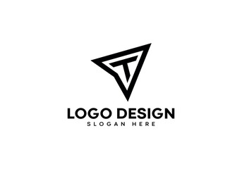 Naklejka premium AT letter click logo design on luxury background. AT monogram initials letter logo concept. AT letter icon design. ATdigital marketing elegant and Professional black letter icon on white background.