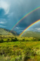 Fotobehang Beautiful Rainbow over South Steens Mountain Valley © TSchofield