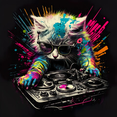 AI-Generated Fantasy Cat DJ Kitten Art