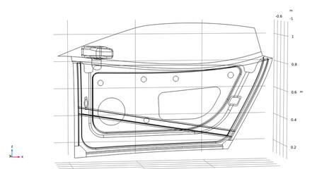 Computer modeling and investigation of the parameters of the car door model
using a computer-aided design system.
Design environment of engineering calculations. Calculation grid. 3d illustration.