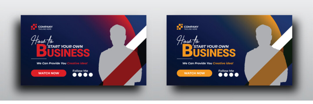 Business youtube video thumbnail with color variation