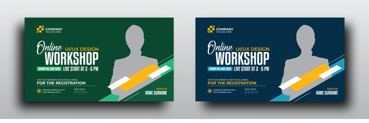 Online workshop youtube thumbnail or workshop promotion web banner for social media