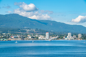 Nanaimo Bay and the City of Nanaimo on a summer day on Vancouver Island, British Columbia, Canada