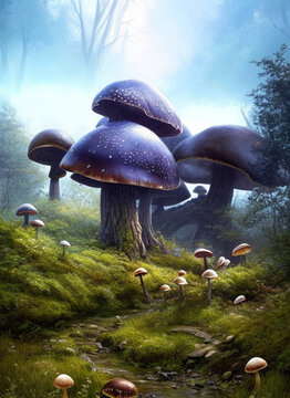 A cluster of extremely wild mushrooms 