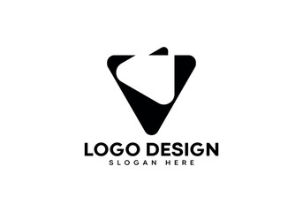 V letter with video play button logo design on luxury background. V monogram initials letter colorful logo concept. V letter icon design. V elegant and Professional black letter icon on white bg
