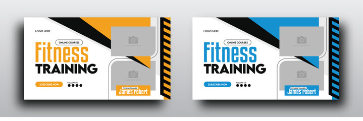 Fitness training youtube video thumbnail or web banner for fitness online course