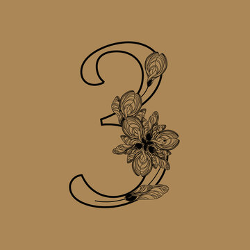 recommend clip art: Spring alphabet. Designer's letter Decorative typeface with maple lionfish floral ornament. Linear image of a plant composition on the background of a figure. Environmental typography.