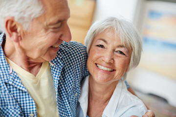 By his side is where Im happiest. Portrait of a loving senior couple at home.