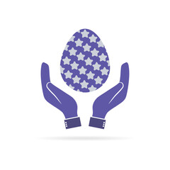 Hands holding an Easter egg. Vector illustration