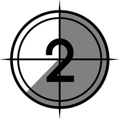 2 with timer or progress marker in black and white, number 2 with progression marker with transparent background