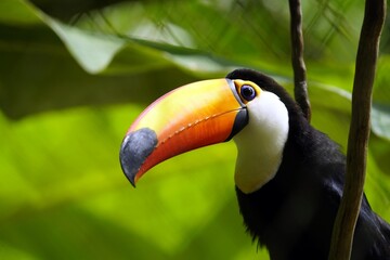 
Rump of the White-throated Toucan (Ramphastos tucanus) Ramphastidae family.
