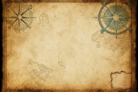 old nautical map background, illustration, generative ai