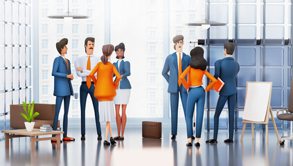 Obraz premium Group of business people collaborating on a project, sharing ideas. 3D rendering illustration