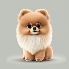  Cute Cartoon Pomeranian Puppy Banner, generative ai - obrazy, fototapety, plakaty