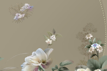 Watercolor flowers, roses, peonies, paisley