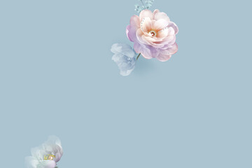 Obraz na płótnie Canvas Watercolor flowers, roses, peonies, paisley