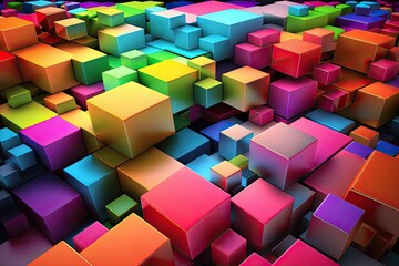 Fototapeta na wymiar Colorful cubes, background, illustration, generative ai