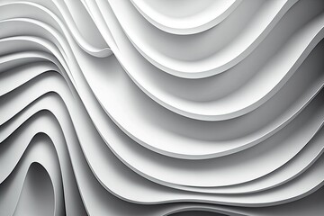  Abstract 3D White Wave Patterned background, illustration, generative ai