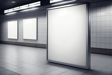 white blank billboard poster indoor, background, illustration, generative ai