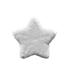 white  star  Fur 3D element render, Typography fluffy style