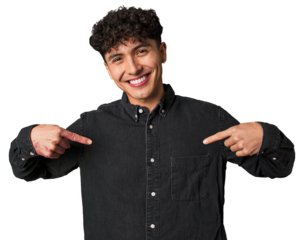 Young latin man keeping a secret or asking for silence.