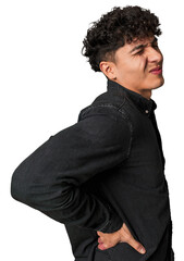 Obraz premium Young latin man suffering a back pain.