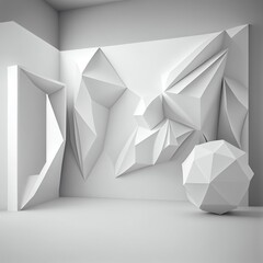 White polygon wall, generative ai