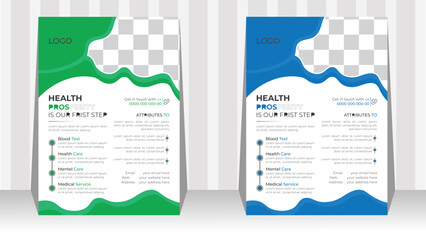 medical business flyer template with abstract shape and flyer brochure cover vector in A4 size Flyer concepts and design, perfect for creative professional business and grow your hospital an