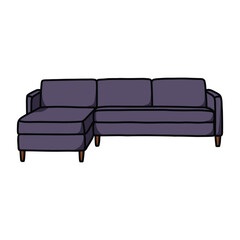 sofa doodle icon, vector color line illustration