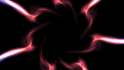 Obraz premium Glowing blurred light stripes in motion. Futuristic abstract wave, flare, glowing road light strips speed on isolated background.