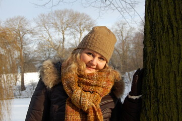 portrait of a woman in a winter forest