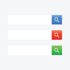 Set of three search bars in similar style. User interface design. Vector illustration.