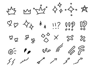 Set hand drawn ornament illustration decoration doodle glitter star heart arrow handdrawn cute material	
