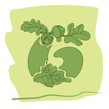 green acorns and leaves on light background clip art preview