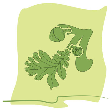 green oak leaf and acorns on light green clip art preview