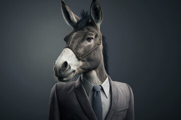 portrait of a donkey waring a suit generative AI