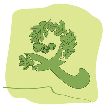 green oak leaves and acorns design clip art preview